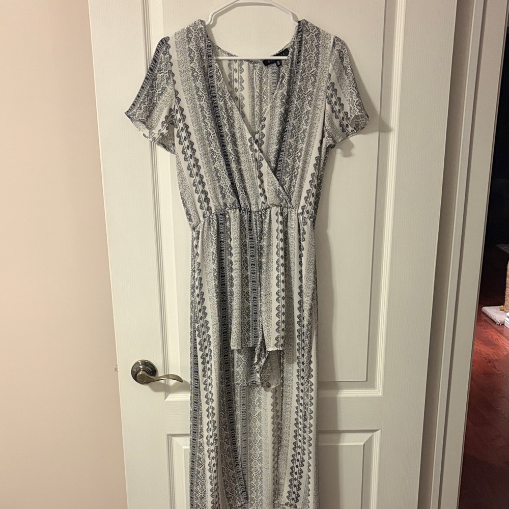 Elegant Black and White Patterned Romper